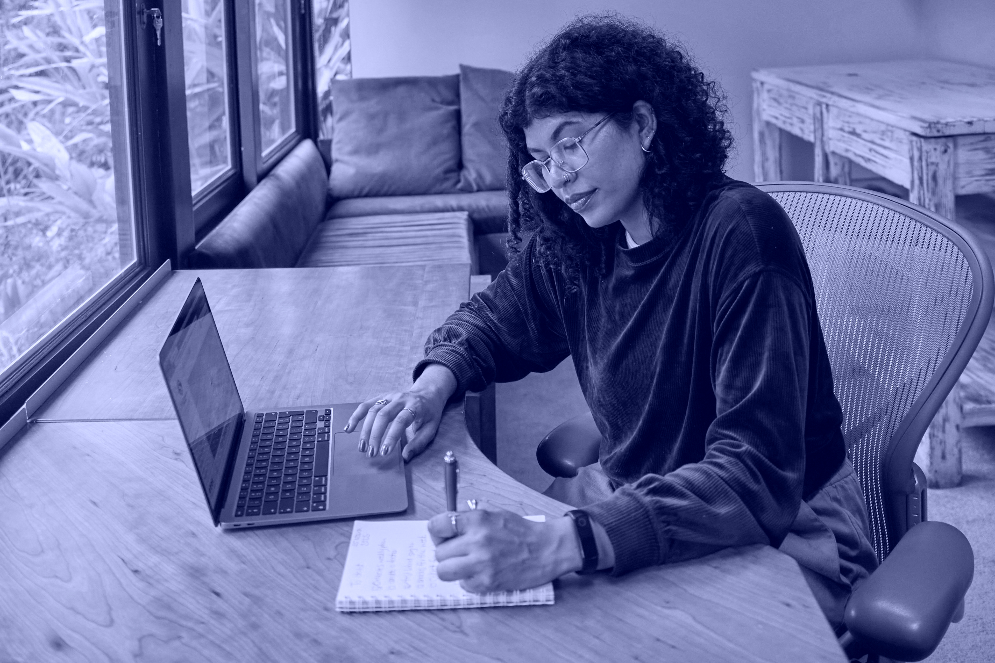 Woman working with a laptop