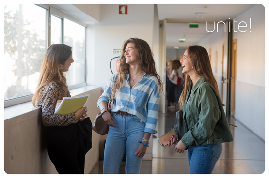 A group of Unite! students interacting with each other at university.